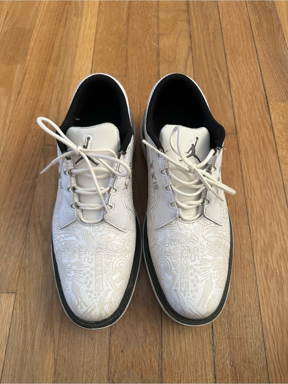 Jordan ADG 5 White Black Pure Leather Platinum Iron Grey Golf Shoes  Size 8.5